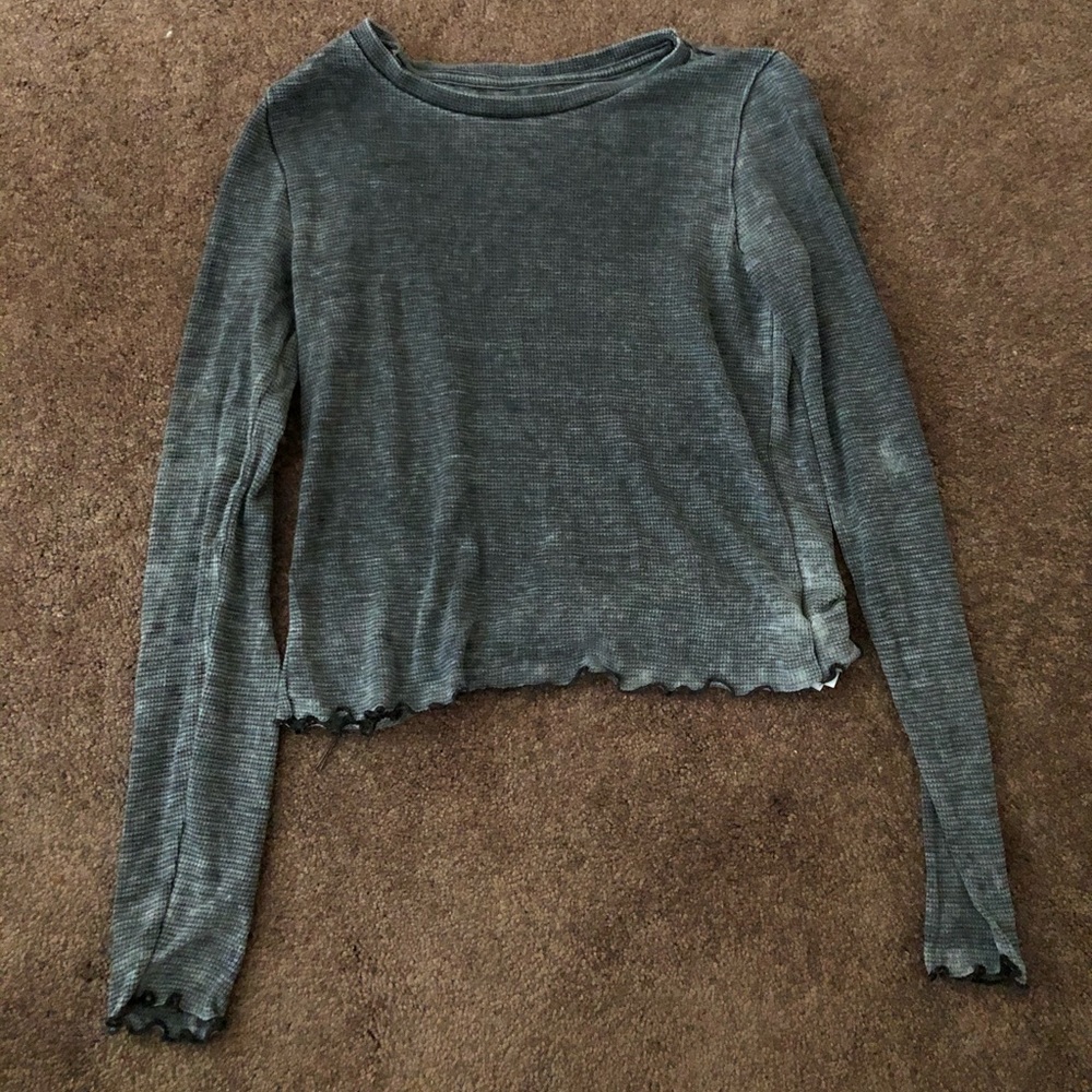 AMERICAN EAGLE AERIE GREY WAFFLE  CROP TOP